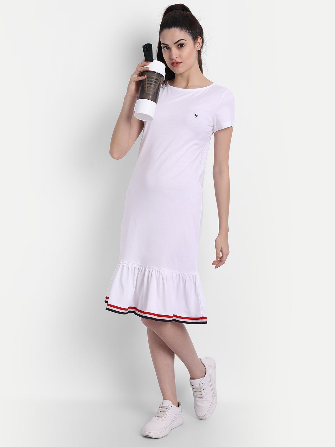 Womens Premium Cotton Half  Sleeve Flared  Dresses