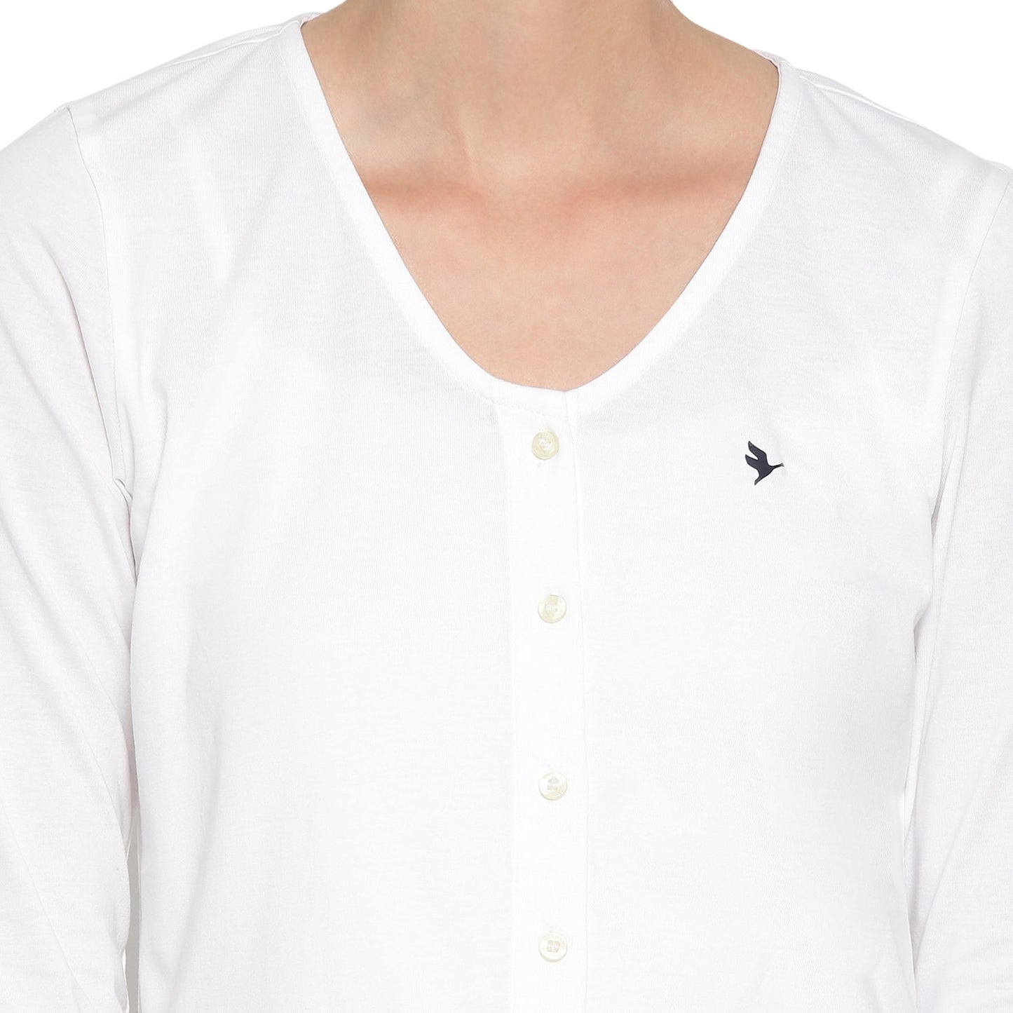 Womens Premium Cotton 3/4 Sleeve V- Neck Tops