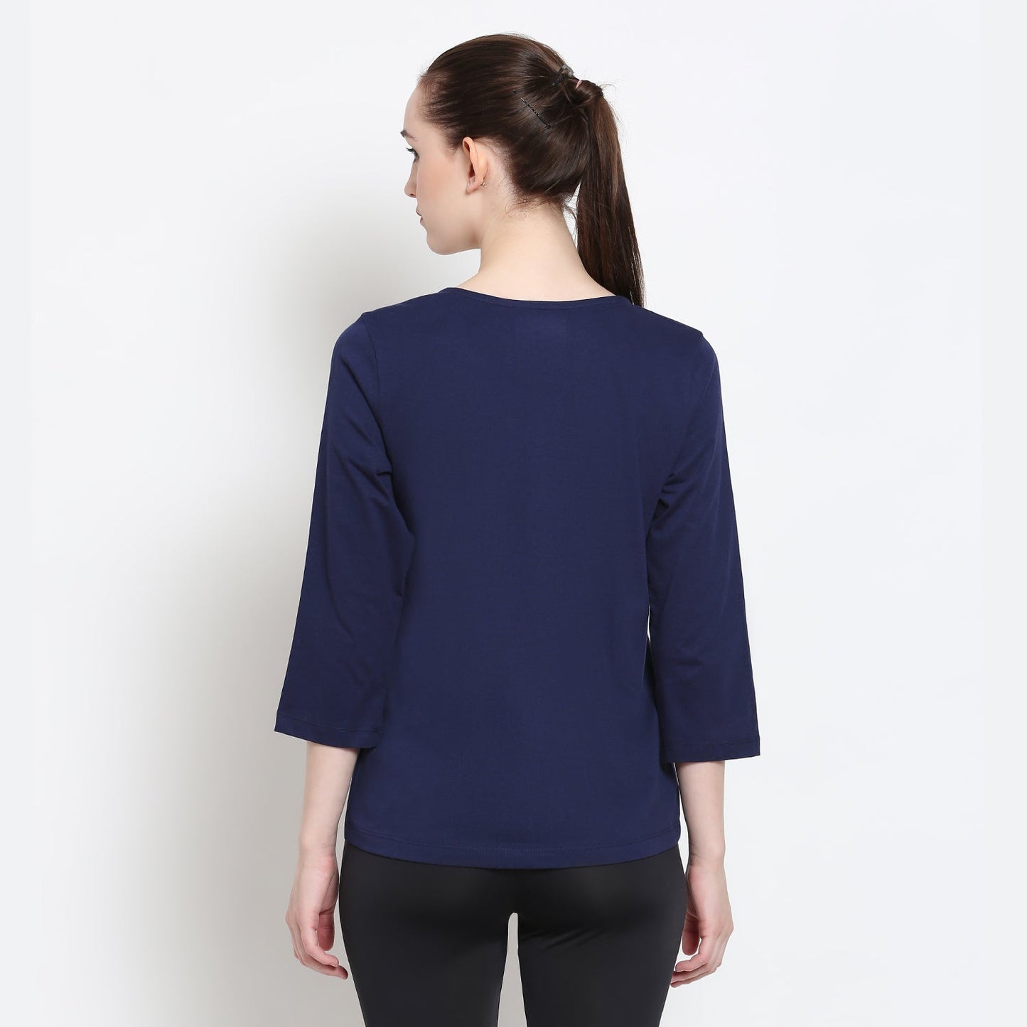 Womens Premium Cotton 3/4 Sleeve V- Neck Tops