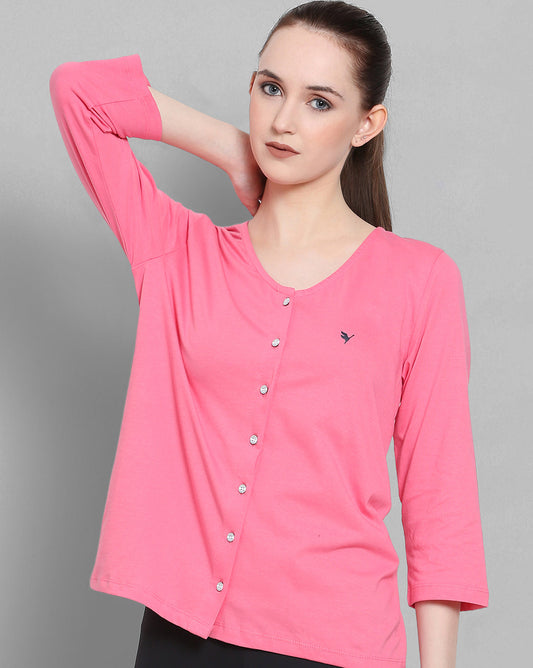 Womens Premium Cotton 3/4 Sleeve V- Neck Tops