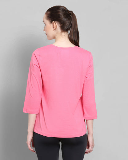 Womens Premium Cotton 3/4 Sleeve V- Neck Tops