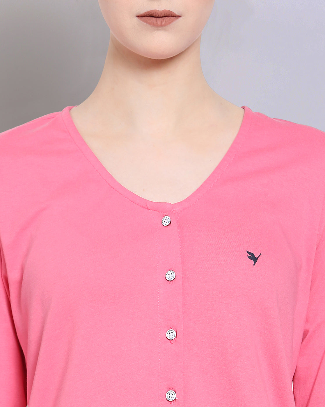 Womens Premium Cotton 3/4 Sleeve V- Neck Tops