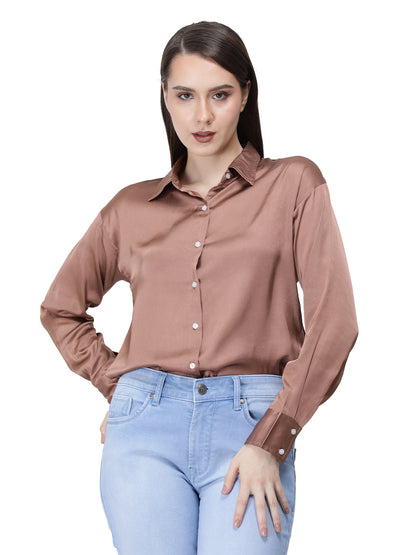 Brown Sugar Regular Fit Summer Satin Shirt