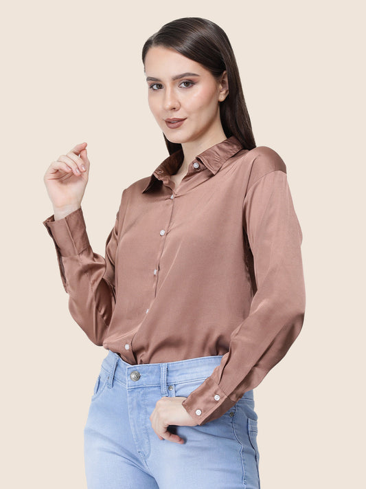 Brown Sugar Regular Fit Summer Satin Shirt