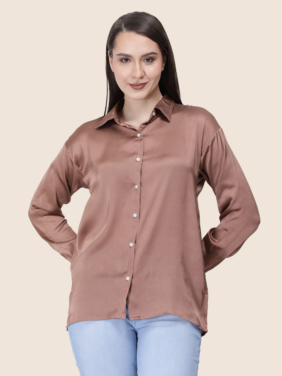 Brown Sugar Regular Fit Summer Satin Shirt