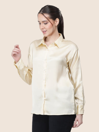 Buff Regular Fit Summer Satin Shirt
