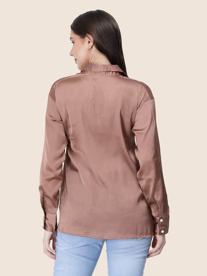 Brown Sugar Regular Fit Summer Satin Shirt