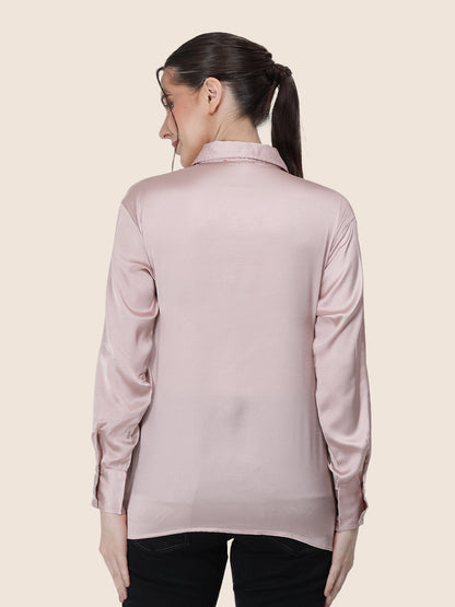 Orchid Pink Regular Fit Summer Satin Shirt
