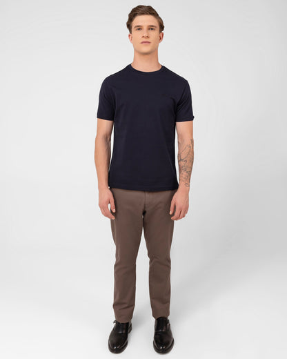 Mercerised Cotton T Shirt Pique Regular Fit Navy