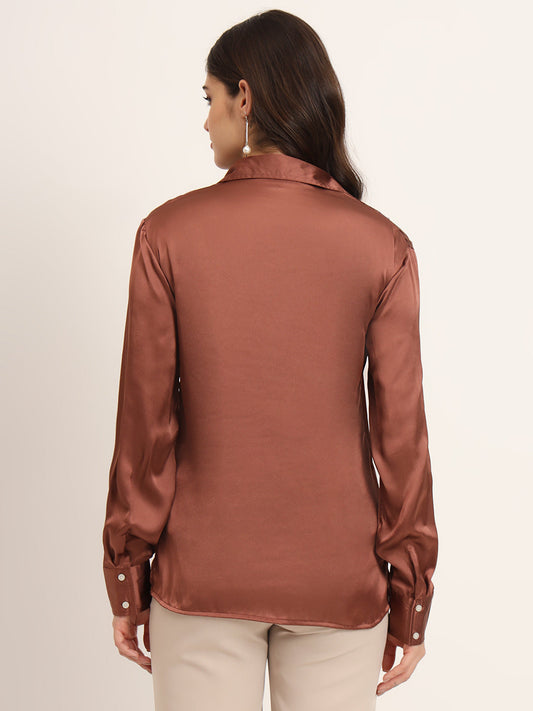 Cocoa Regular Fit Summer Satin Shirt
