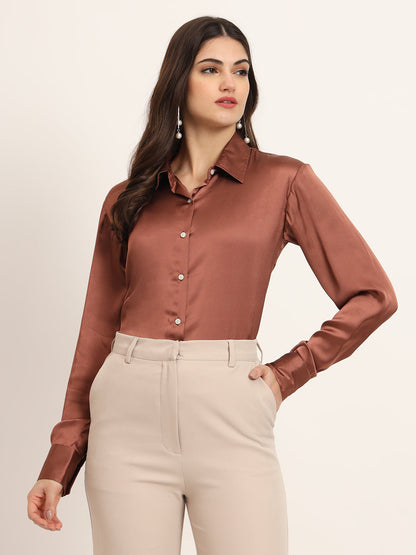 Cocoa Regular Fit Summer Satin Shirt