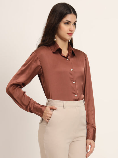Cocoa Regular Fit Summer Satin Shirt