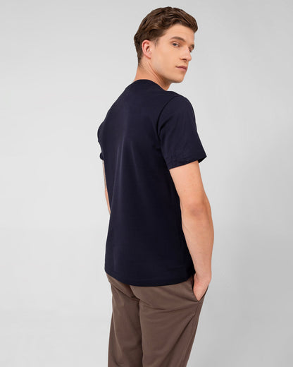 Mercerised Cotton T Shirt Pique Regular Fit Navy