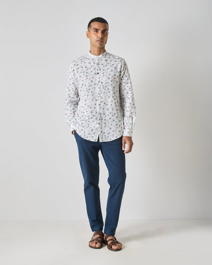 One Button Shirt - Grey Print