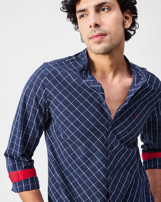 Nawab Shirt - Navy & White Checks