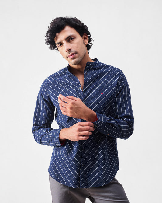 Nawab Shirt - Navy & White Checks