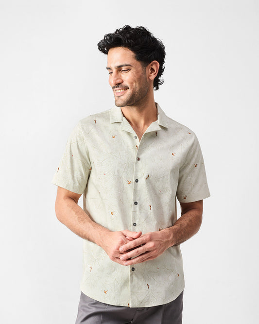 Mistari Shirt - Beige Print