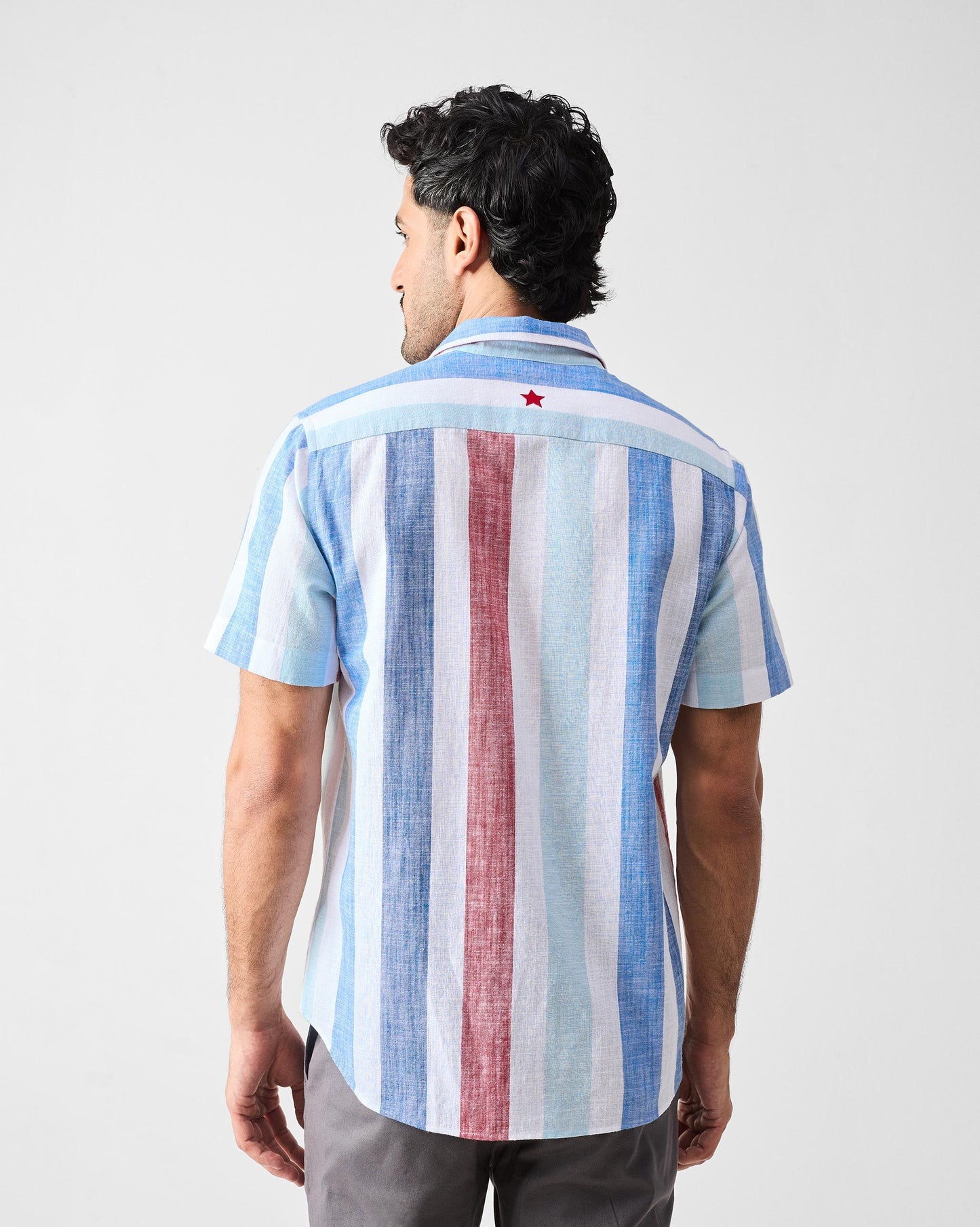 Half Sleeve Shirt Set (Embroidered & Striped)