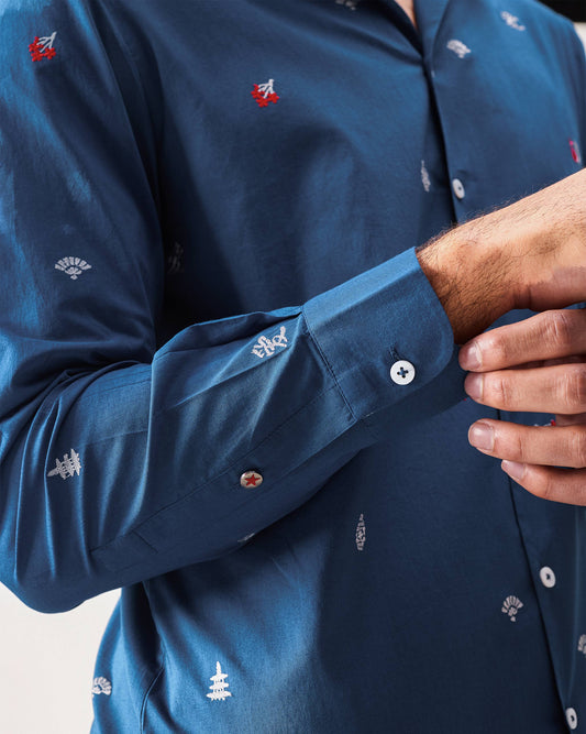 Hakuna Shirt - Dark Blue Embroidered