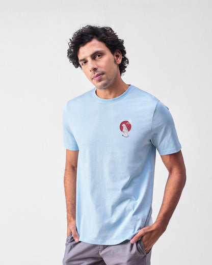 Japanese Tora T-shirt - Powder Blue & Red Print