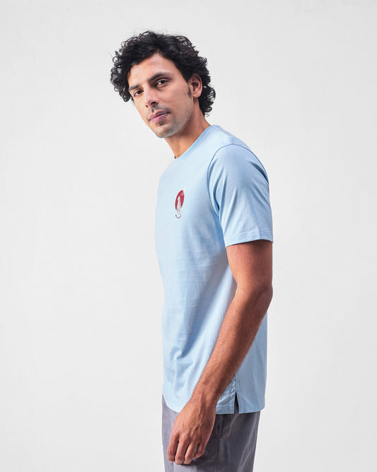 Japanese Tora T-shirt - Powder Blue & Red Print