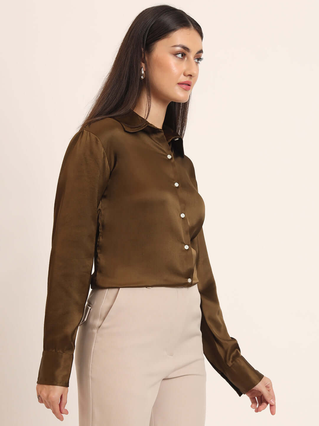 Bronze Regular Fit Summer Satin Shirt