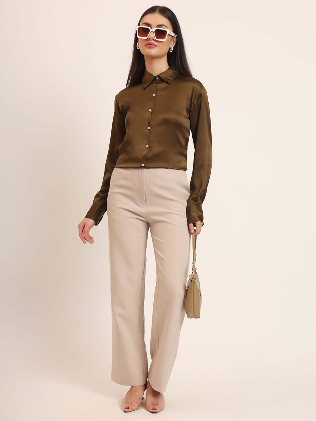 Bronze Regular Fit Summer Satin Shirt