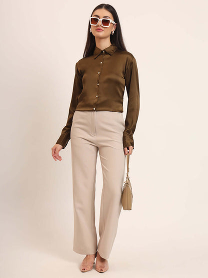 Bronze Regular Fit Summer Satin Shirt