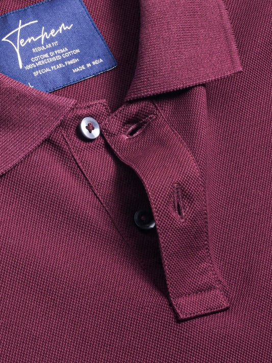 Classic Polo Shirt Mercerised Pique Regular Fit Wine