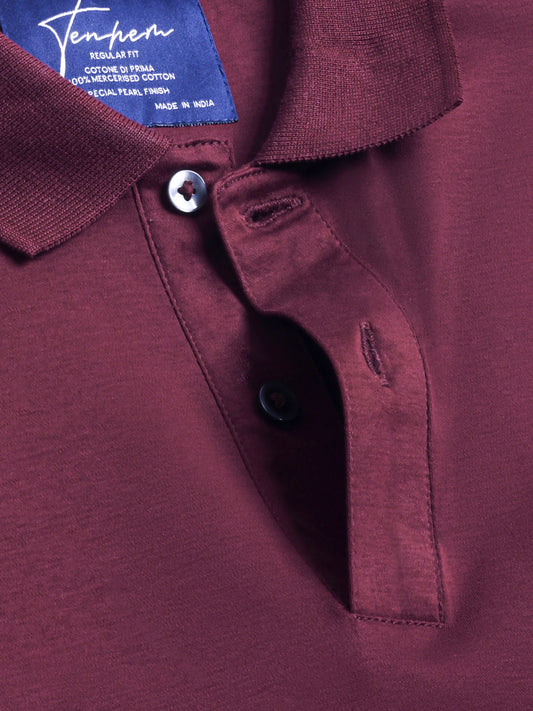 Mercerised Cotton Polo Shirt Interlock Regular Fit Wine