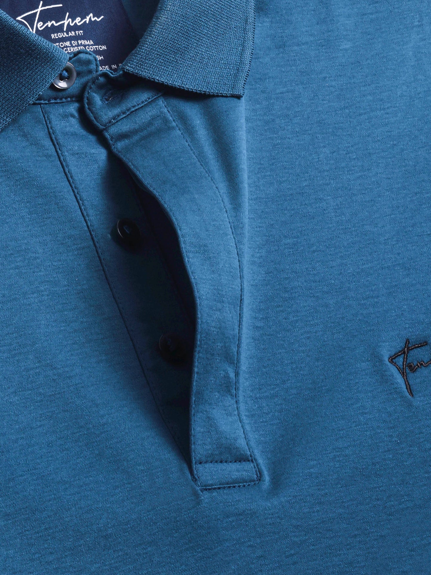 Mercerised Cotton Polo Shirt Interlock Regular Fit Teal