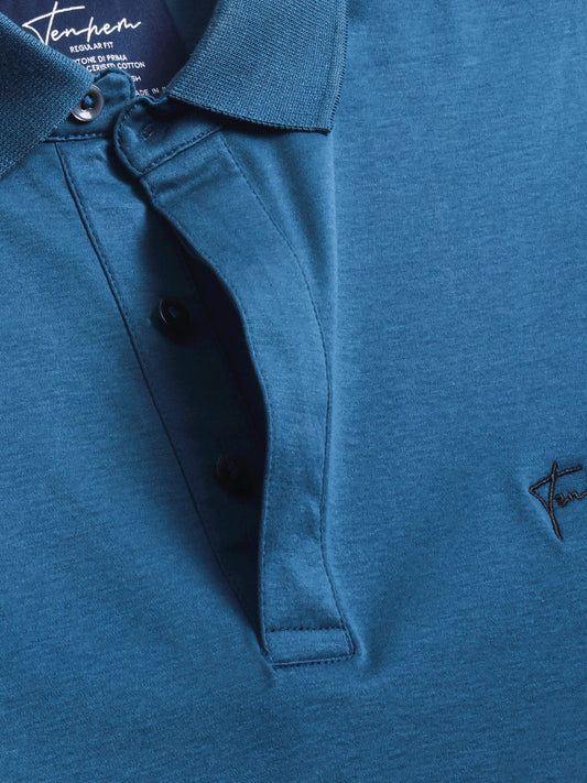 Mercerised Cotton Polo Shirt Interlock Regular Fit Teal