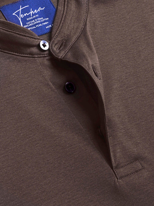 Mercerised Cotton Polo Shirt Interlock Regular Fit Brown