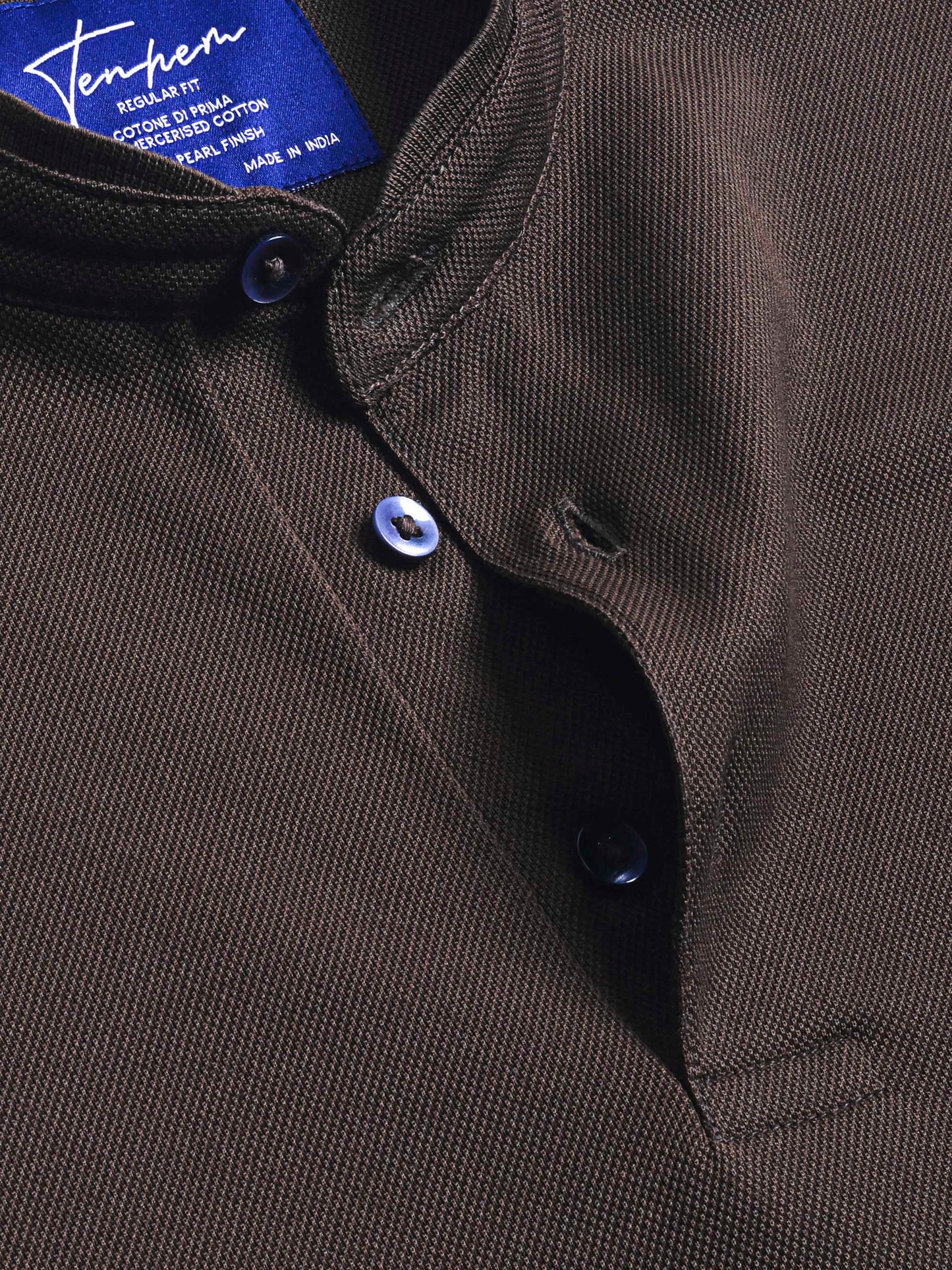 Mercerised Cotton Polo Shirt Pique Regular Fit Brown