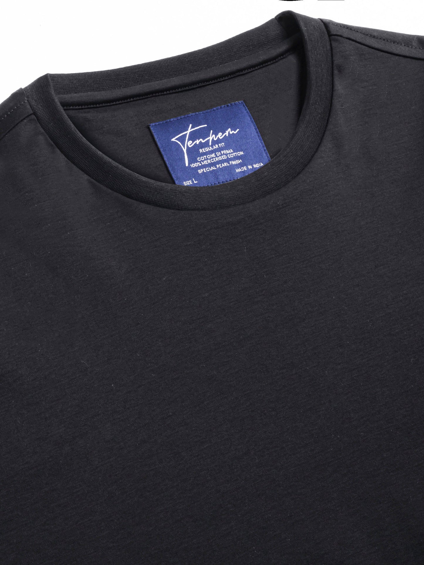Mercerised Cotton T Shirt Interlock Regular Fit Black