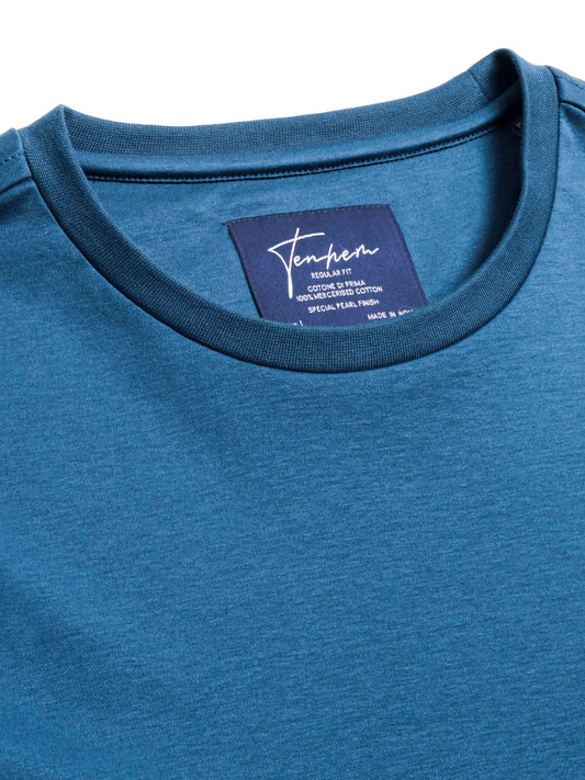 Mercerised Cotton T Shirt Interlock Regular Fit Teal