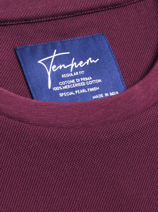 Mercerised Cotton T Shirt Pique Regular Fit Wine