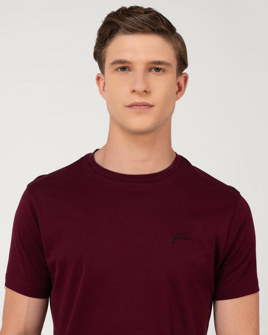 Mercerised Cotton T Shirt Interlock Regular Fit Wine