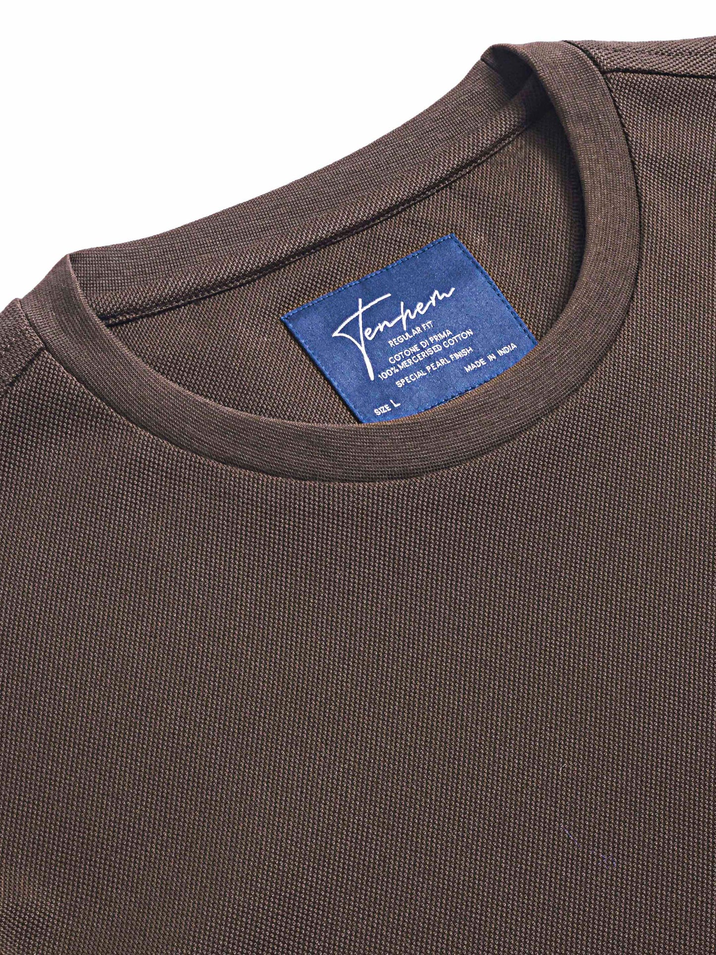 Mercerised Cotton T Shirt Pique Regular Fit Brown