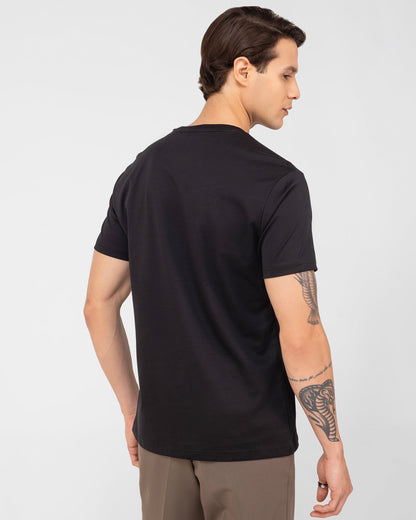 Mercerised Cotton T Shirt Interlock Regular Fit Black