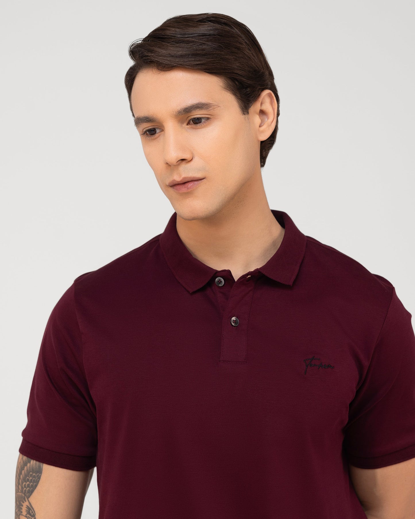 Mercerised Cotton Polo Shirt Interlock Regular Fit Wine