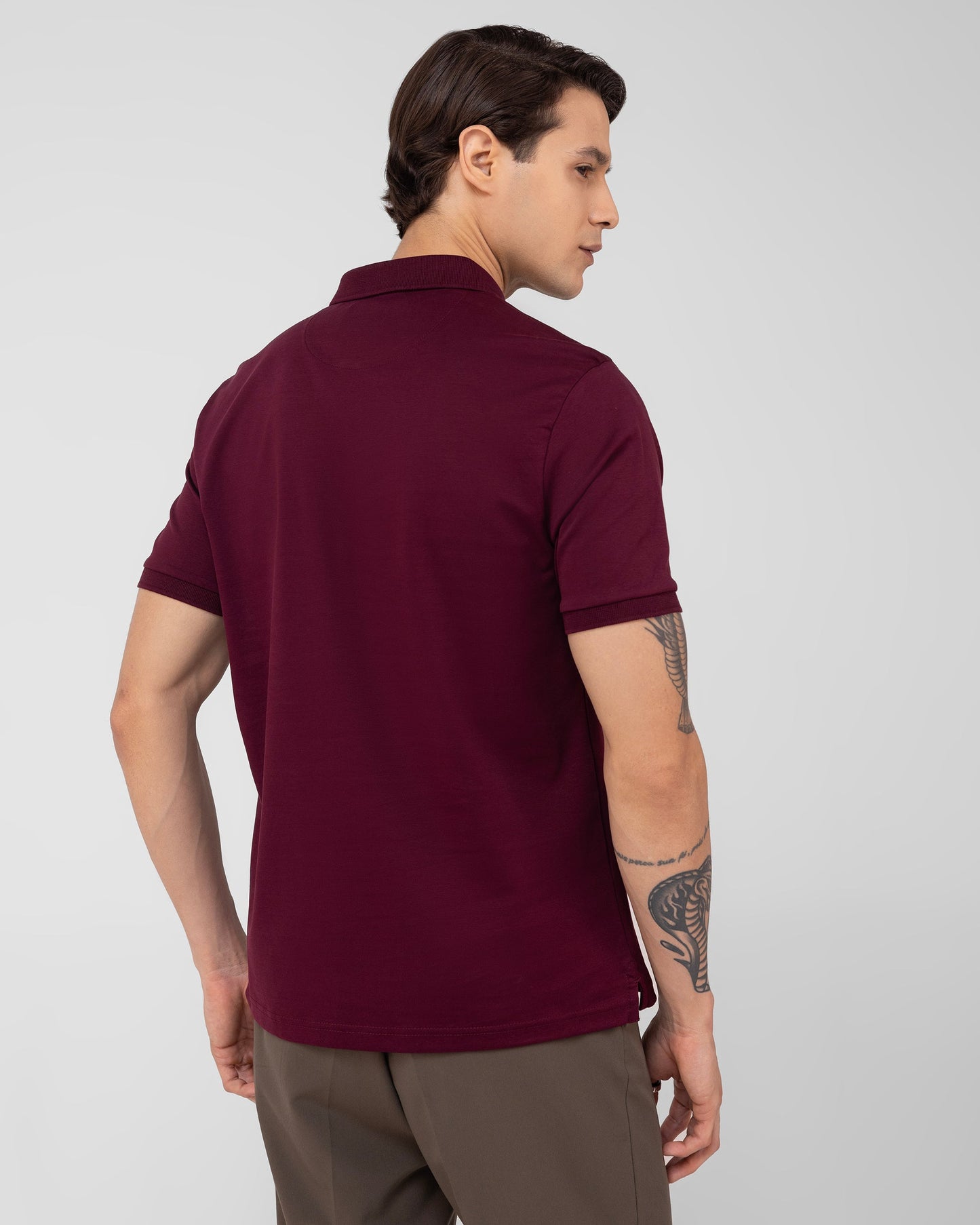 Mercerised Cotton Polo Shirt Interlock Regular Fit Wine