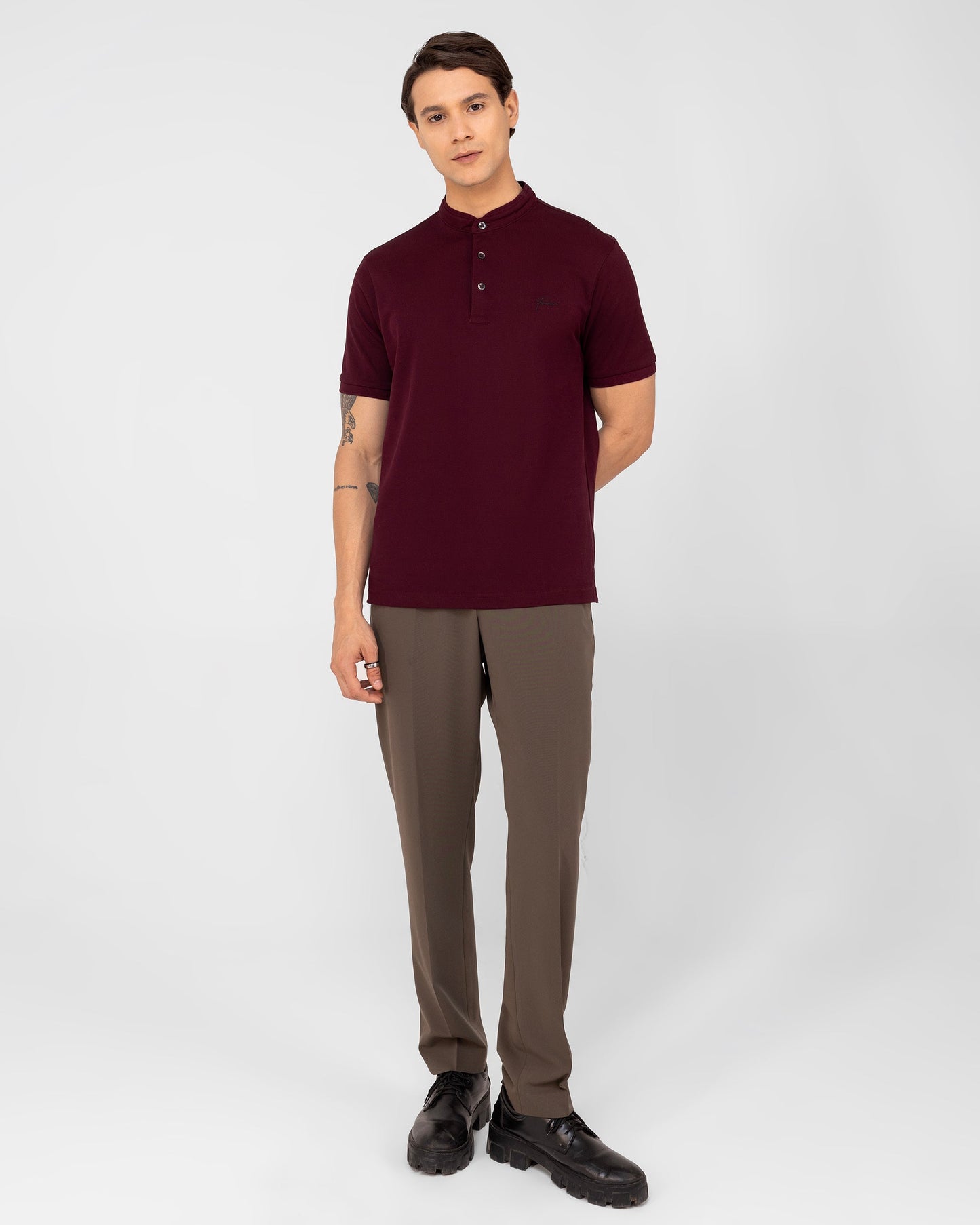 Mercerised Cotton Polo Shirt Pique Regular Fit wine