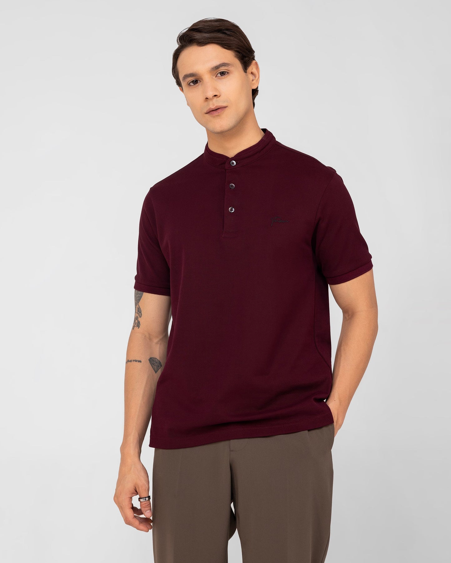 Mercerised Cotton Polo Shirt Pique Regular Fit wine