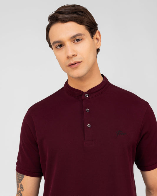 Mercerised Cotton Polo Shirt Pique Regular Fit wine
