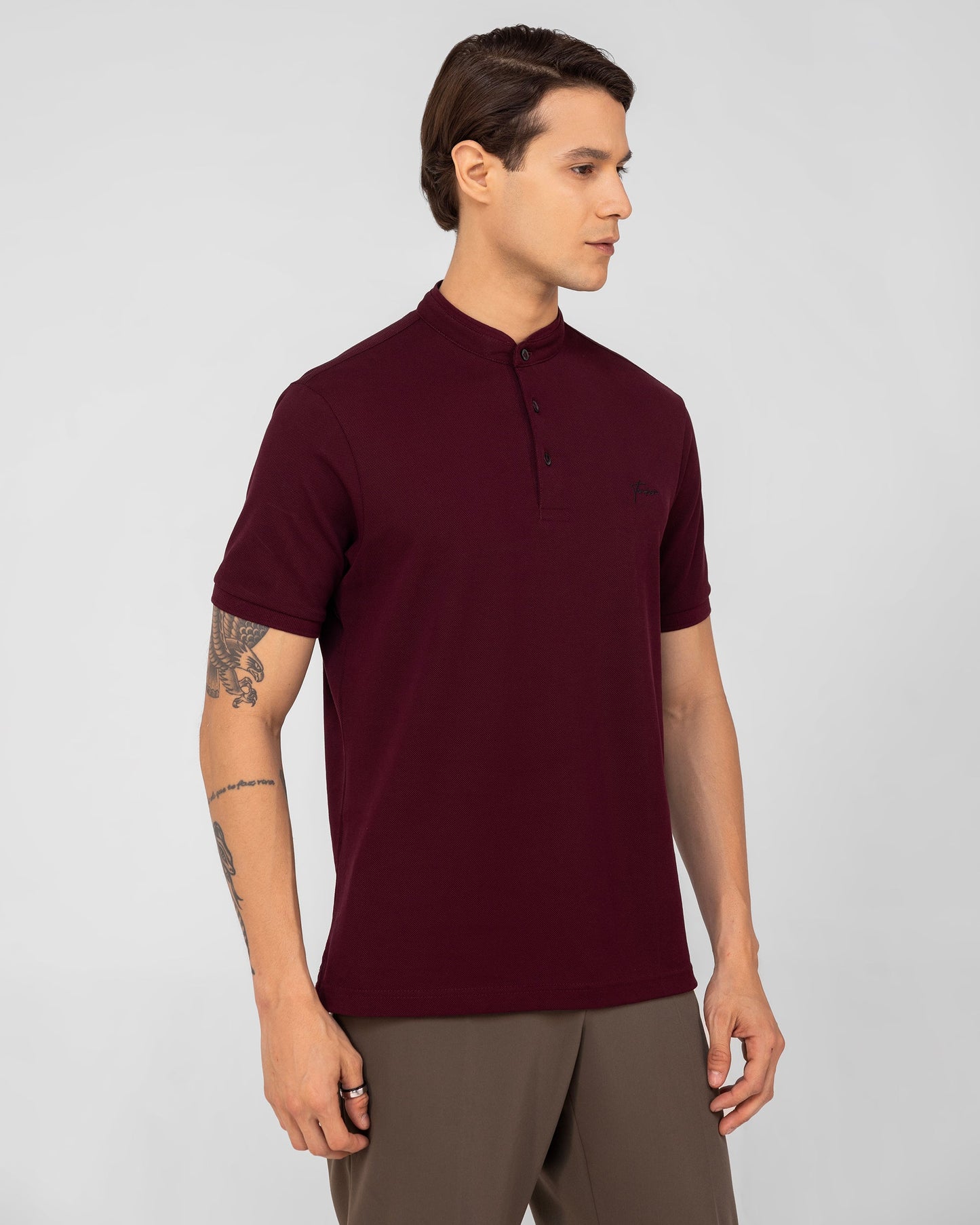 Mercerised Cotton Polo Shirt Pique Regular Fit wine
