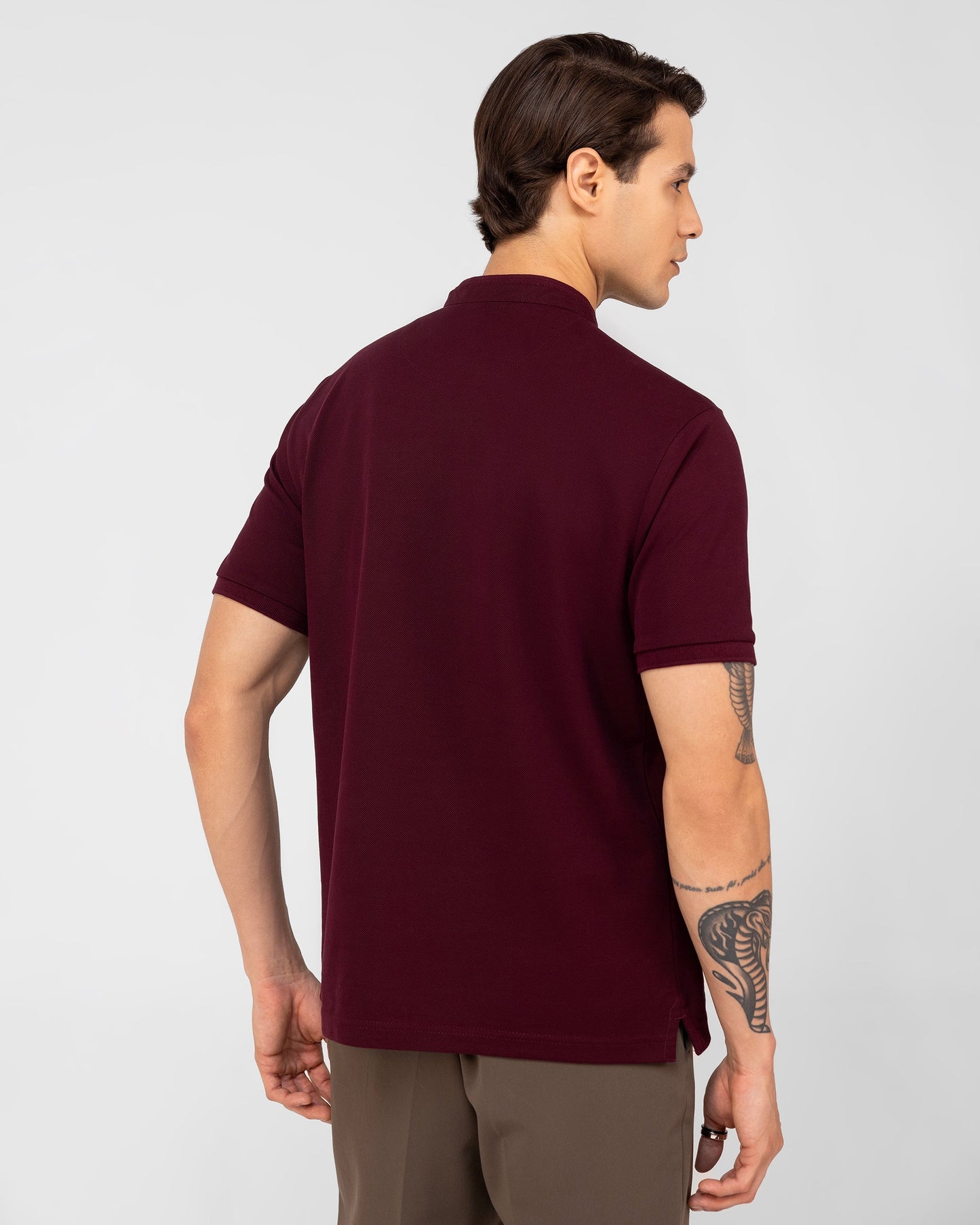 Mercerised Cotton Polo Shirt Pique Regular Fit wine
