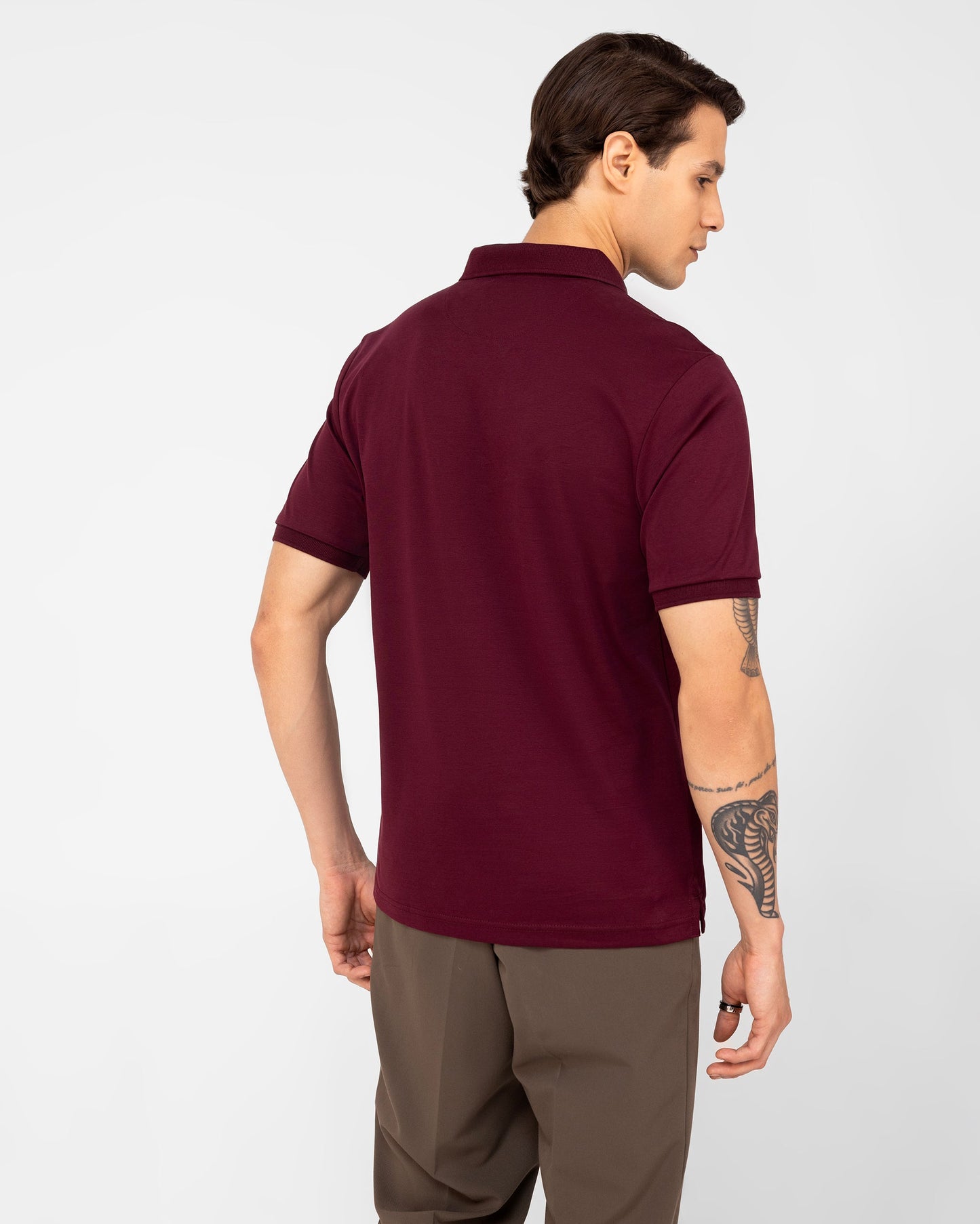 Mercerised Cotton Zipper Polo Regular Fit Wine