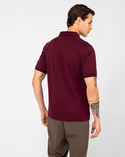 Mercerised Cotton Zipper Polo Regular Fit Wine