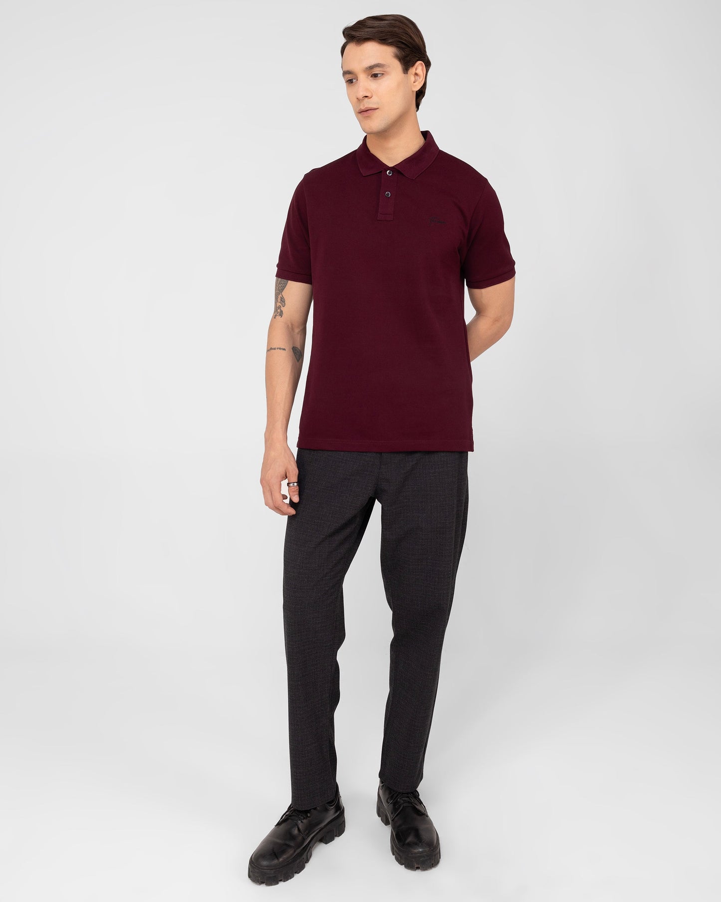 Classic Polo Shirt Mercerised Pique Regular Fit Wine